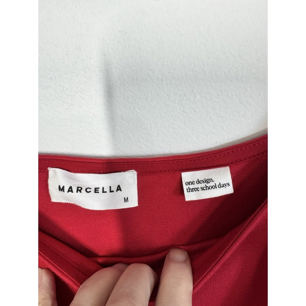 Marcella Crawford Red Square Neck Tank A Line European Ponte Tank Dress Size M - Picture 8 of 13